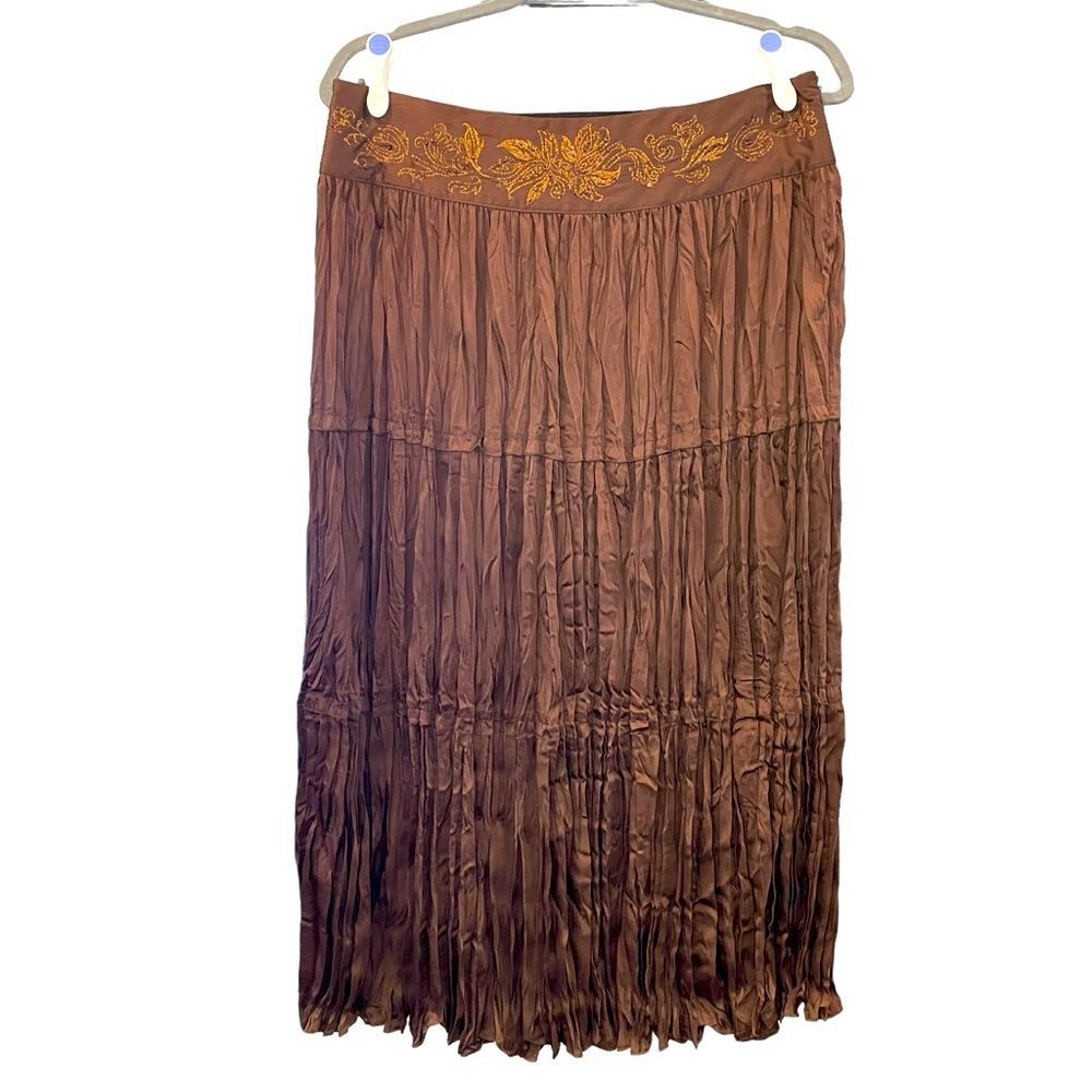 Bandolino Maxi Skirt Draped Chocolate Brown Women Size 8